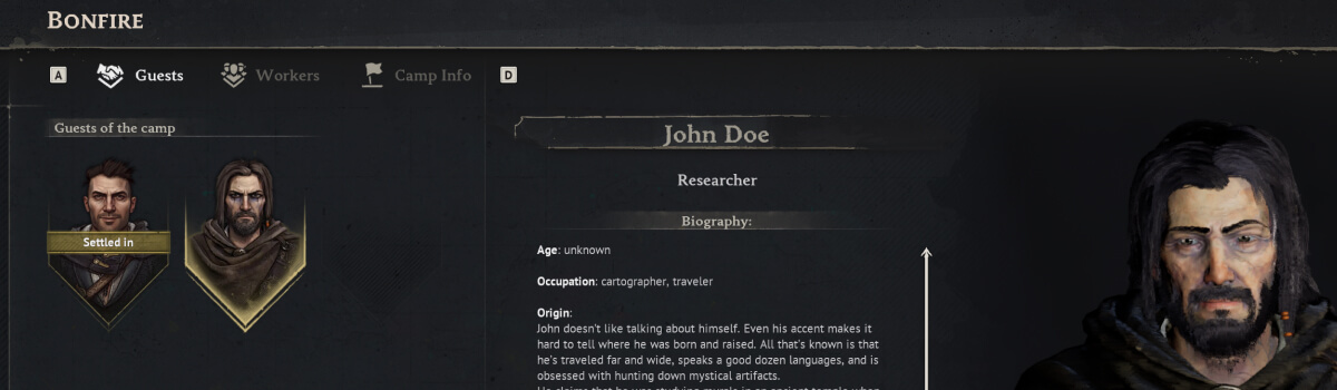 Where is John Doe in Windrose? Doctor Galen and John Doe Not At Camp