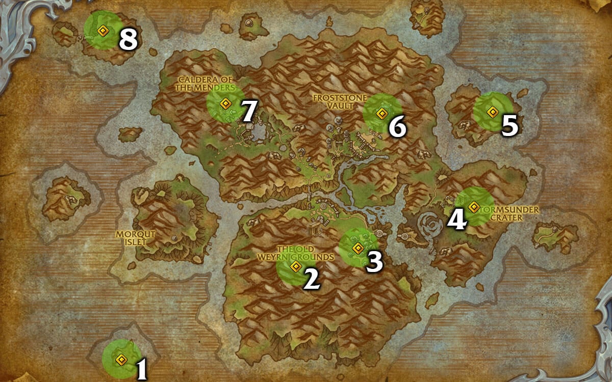 The Forbidden Reach Glyph Location Map