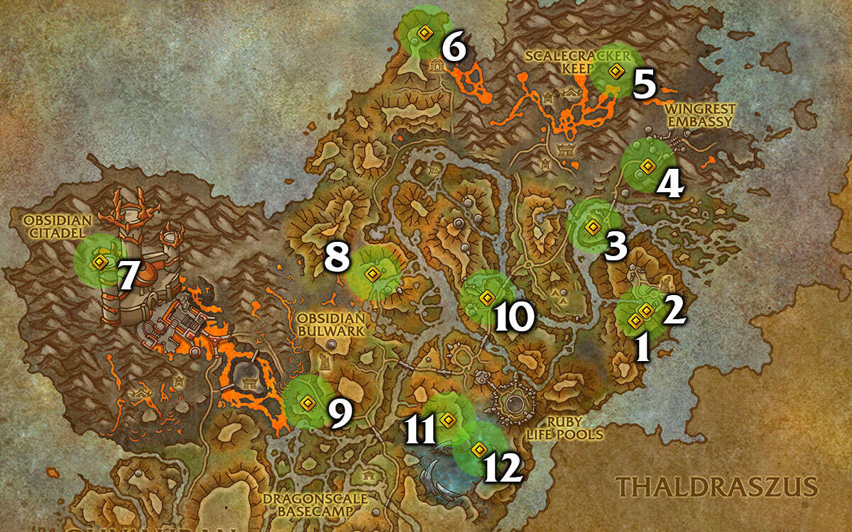 The Waking Shores Glyph Location Map