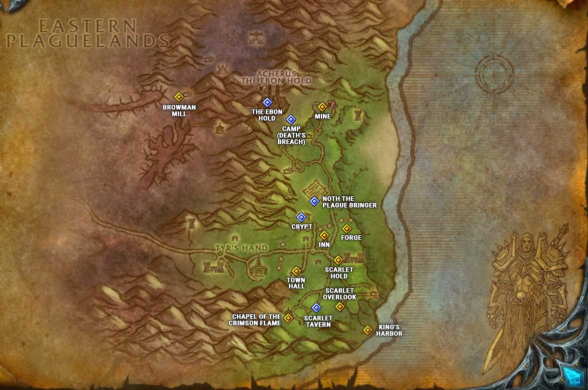 Death Knight Questline Map of Key Areas