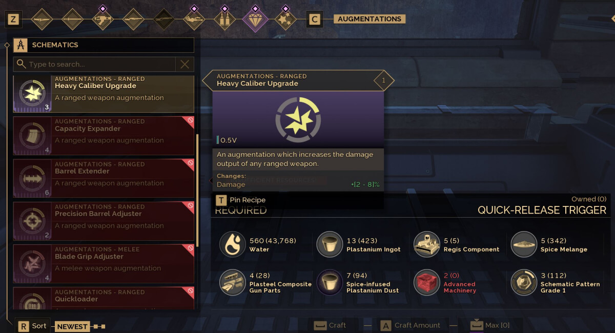 dune awakening augmentations advanced weapon fabricator