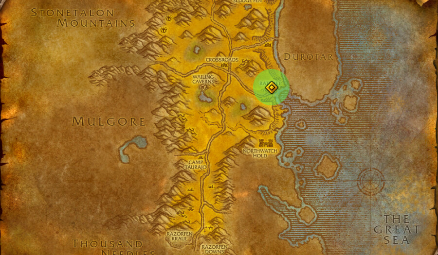 wow forever the barrens map location two