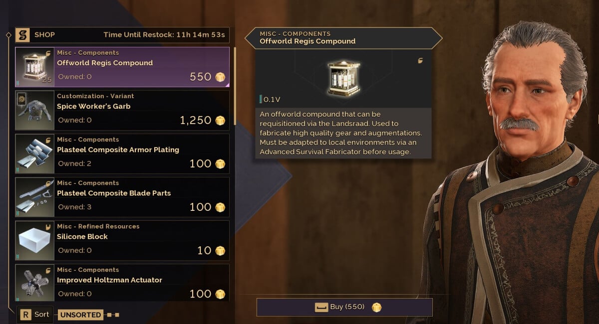 dune awakening offworld regis compound vendor