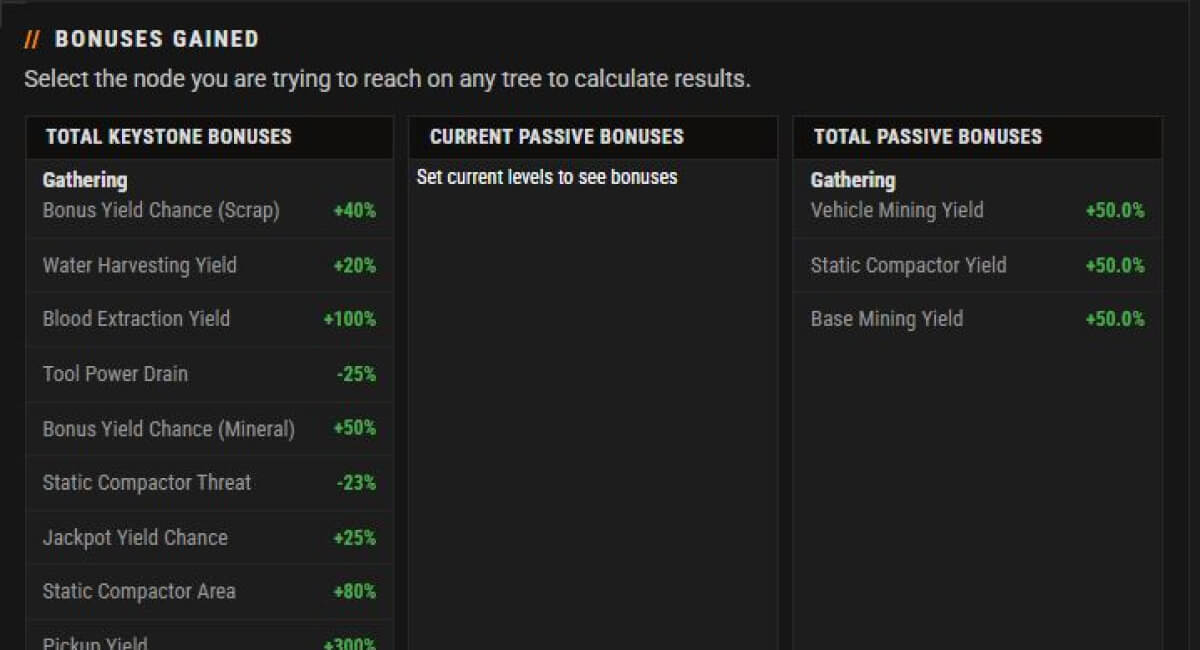 dune awakening specializations gathering bonuses