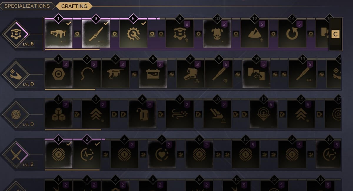 dune awakening specializations menu view