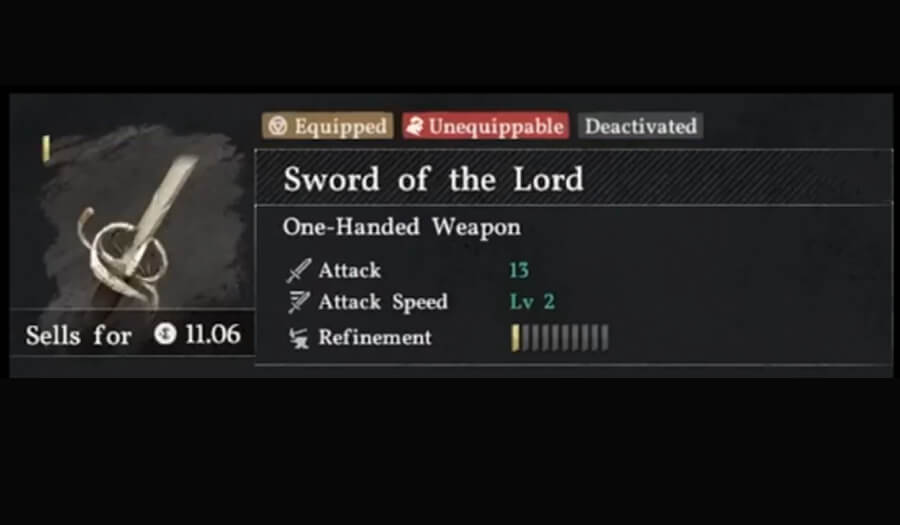 sword of the lord stats
