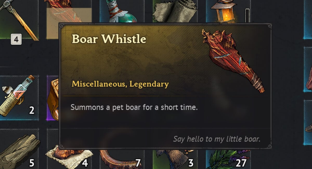 windrose how to get boar whistle crocodile whistle item tooltip