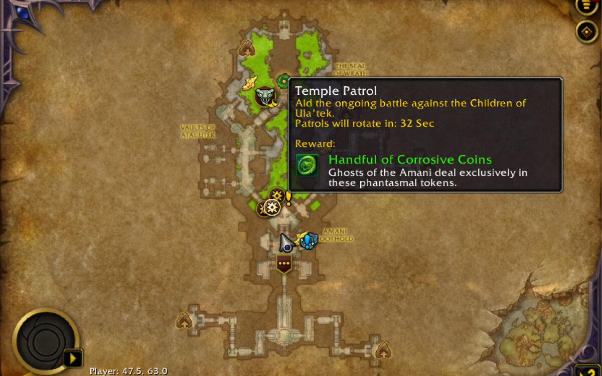vaults of atalutek temple patrol map icon location