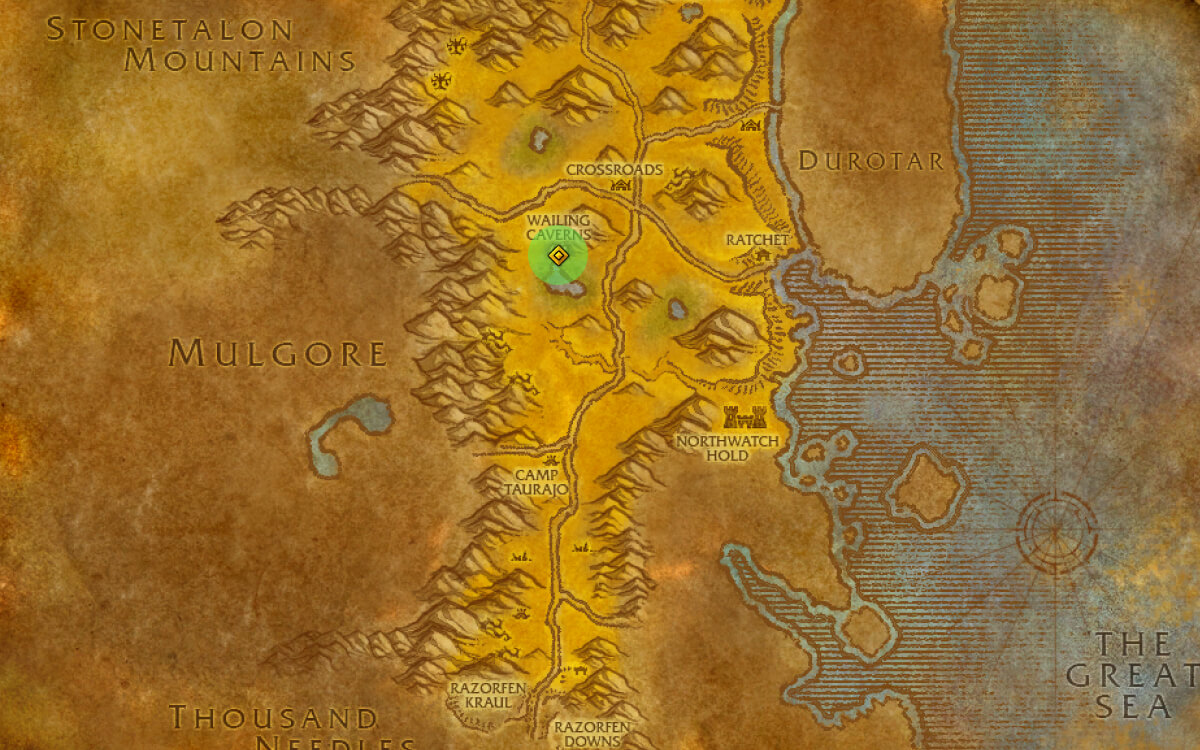 wailing caverns map
