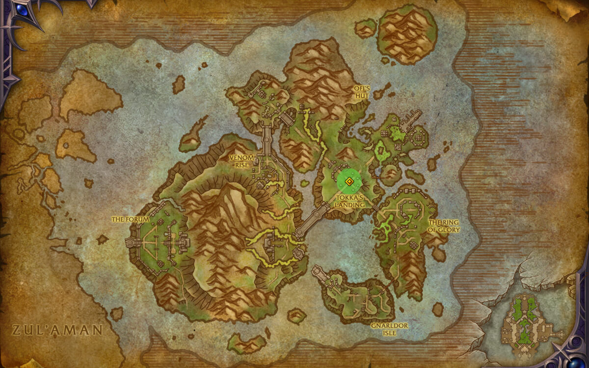 the coiled isle skyriding glyph tokkas landing map location