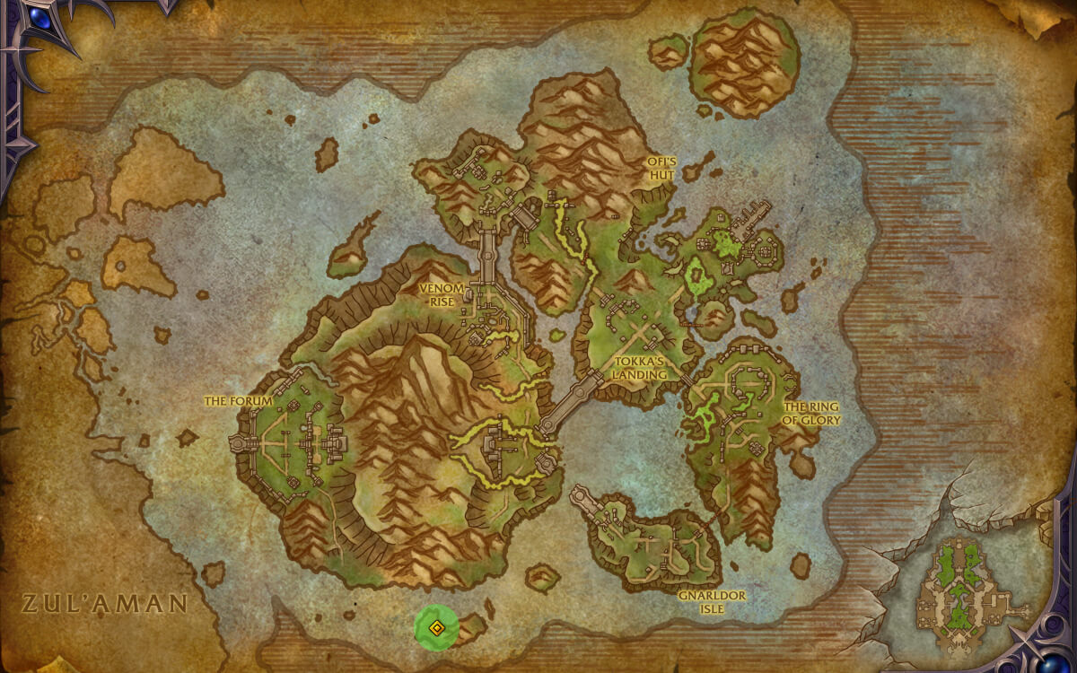 the coiled isle skyriding glyph southern island map location