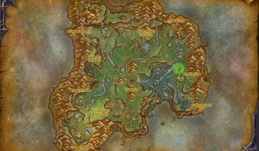harandar glyph locations roots of amirdrassil