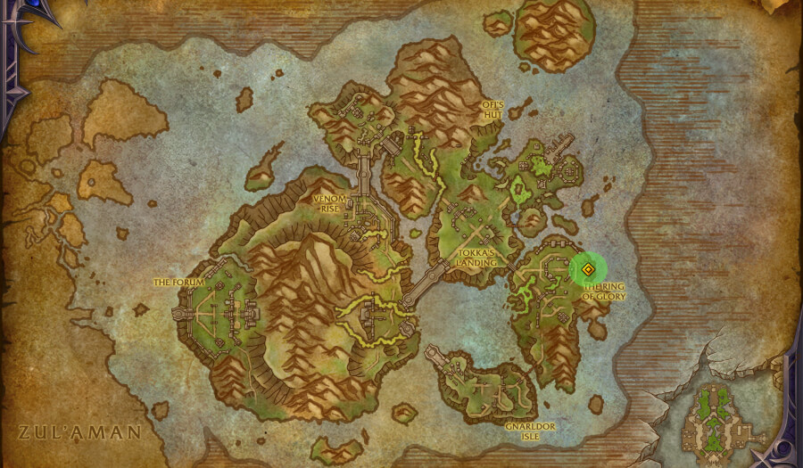 coiled isle treasure map crumbling urn