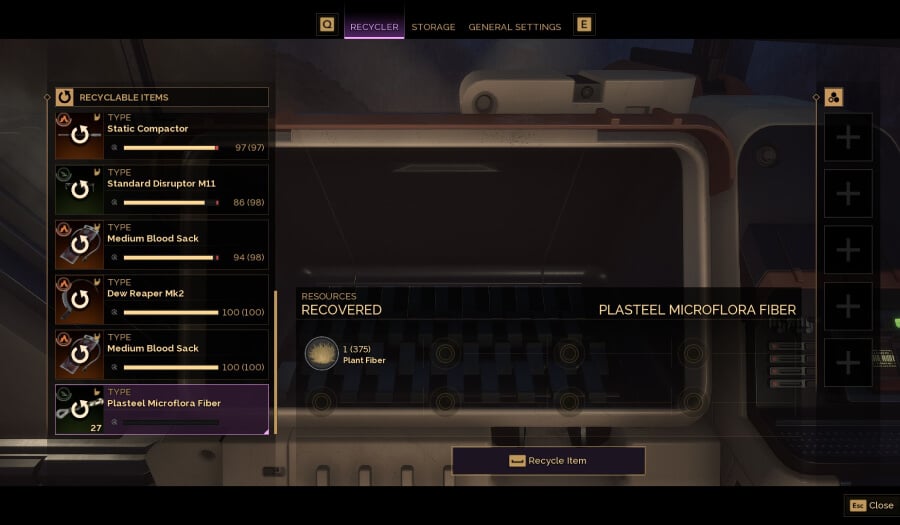 dune awakening recycle items with recycler resource example
