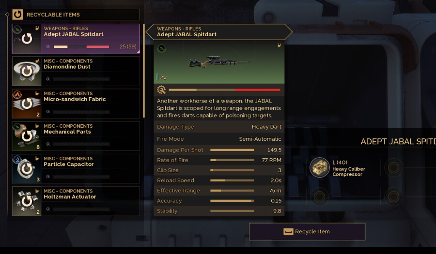 heavy caliber compressor recycle