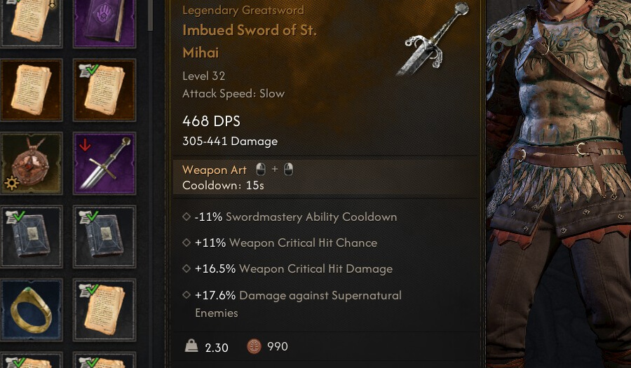 blood of dawnbreaker imbued sword of st mihai sword stats