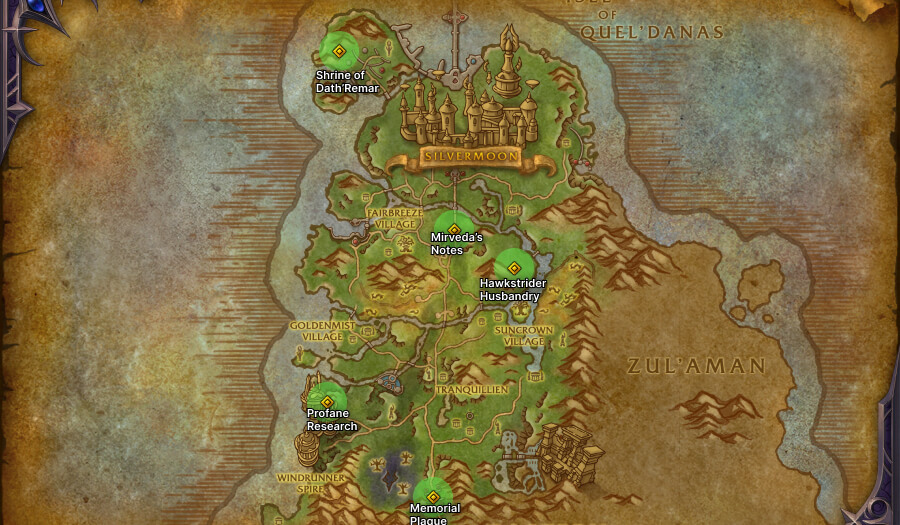 eversong woods lore objects locations