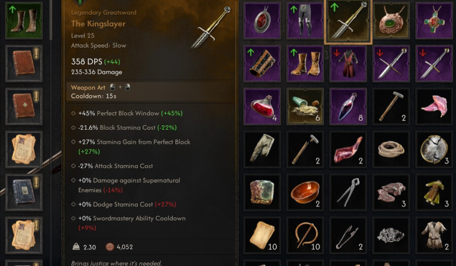 blood of dawnbreaker the kingslayer sword stats legendary