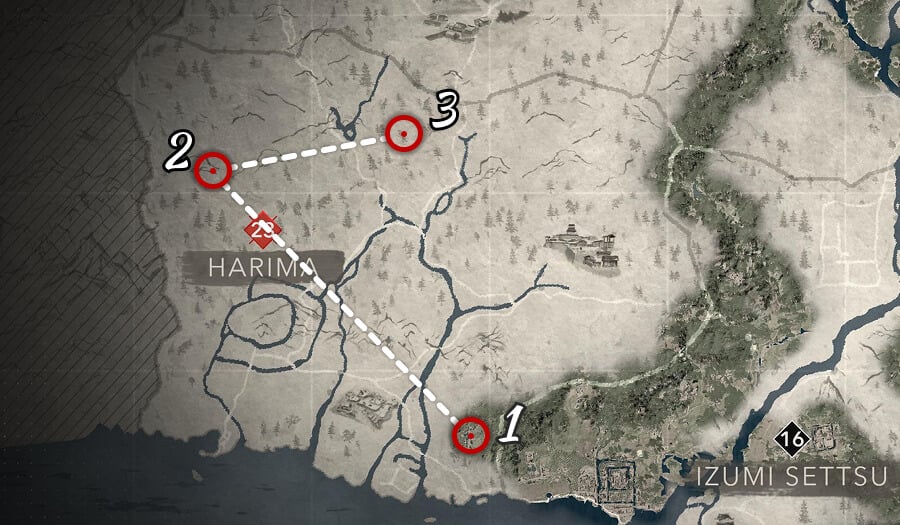 assassins creed shadows all hidden chest locations harima