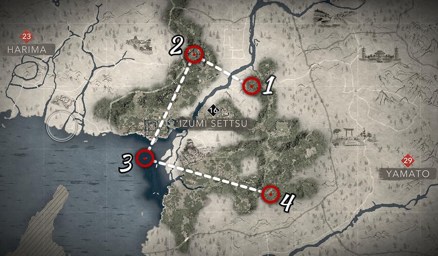 assassins creed shadows all hidden chest locations izumi settsu