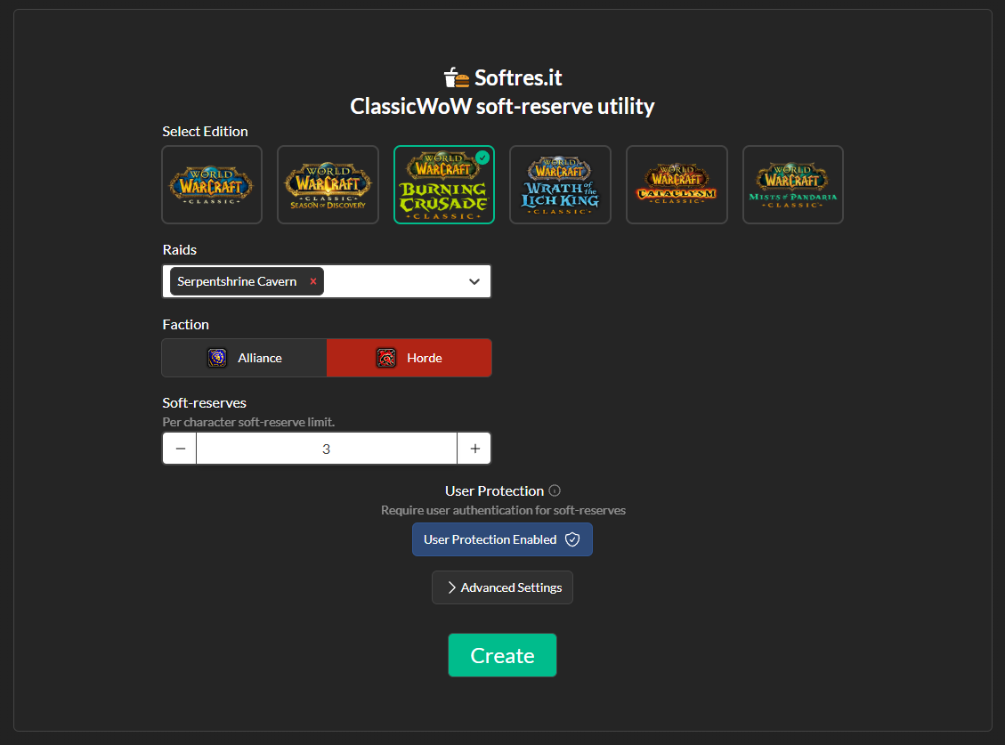 Softrest Sheet Creation Page