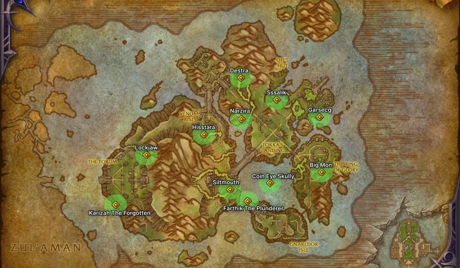 coiled isle all rare locations map