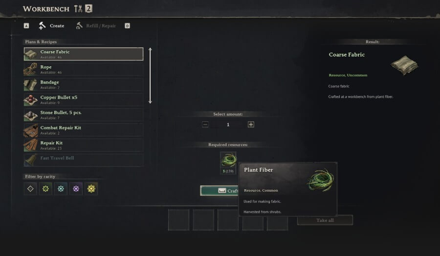 coarse fabric recipe