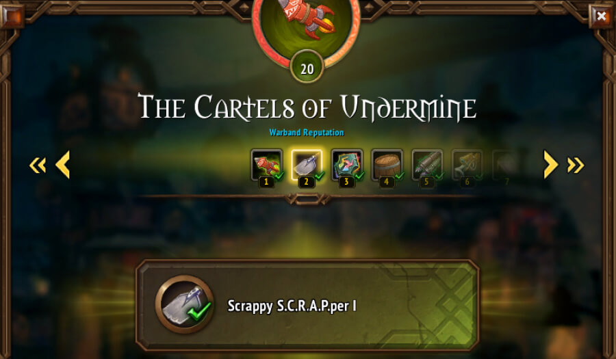 the cartels of undermine renown track rank 2 reward
