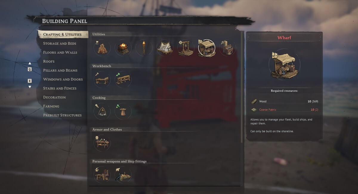 windrose wharf how to build it and what it does ship building menu