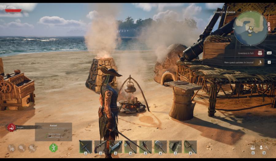 cooking fire at base