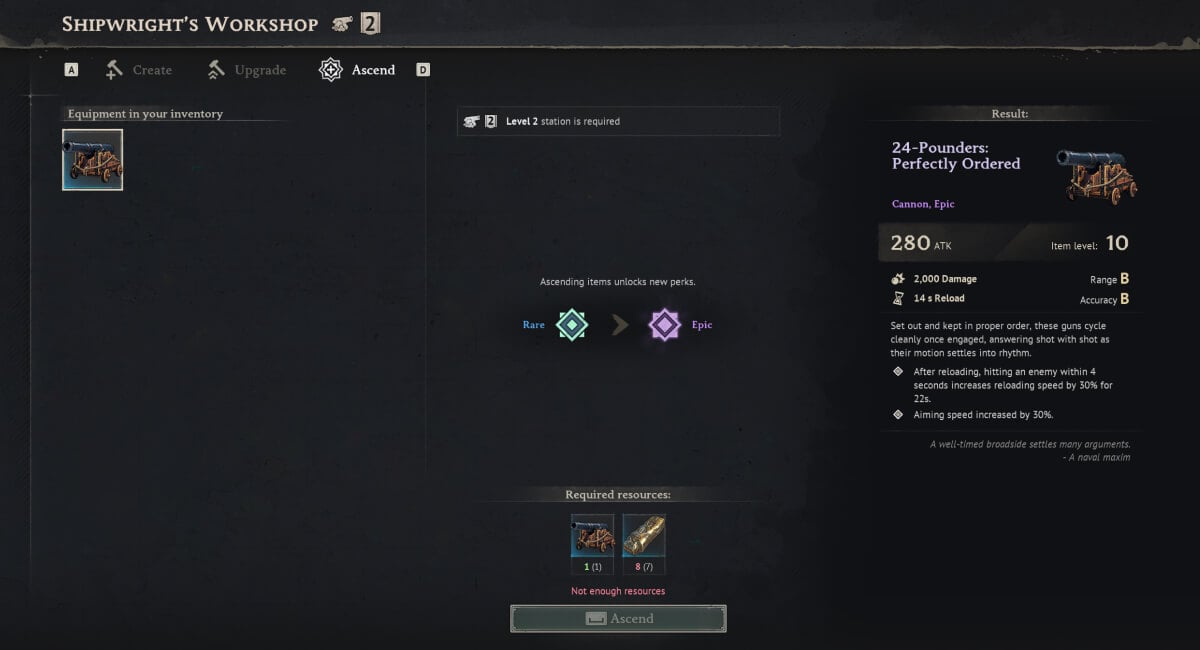 windrose ship gear ship best cannons best hull ship gear ascending