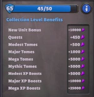 collection level benefits level 65