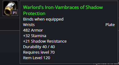 Resistance Gear in TBC Classic