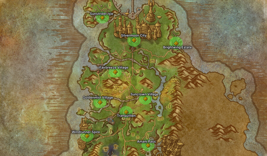 Eversong Woods area map