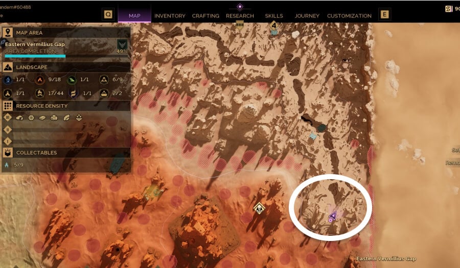 Hagga Rift Erythrite Crystals farm entrance location on map