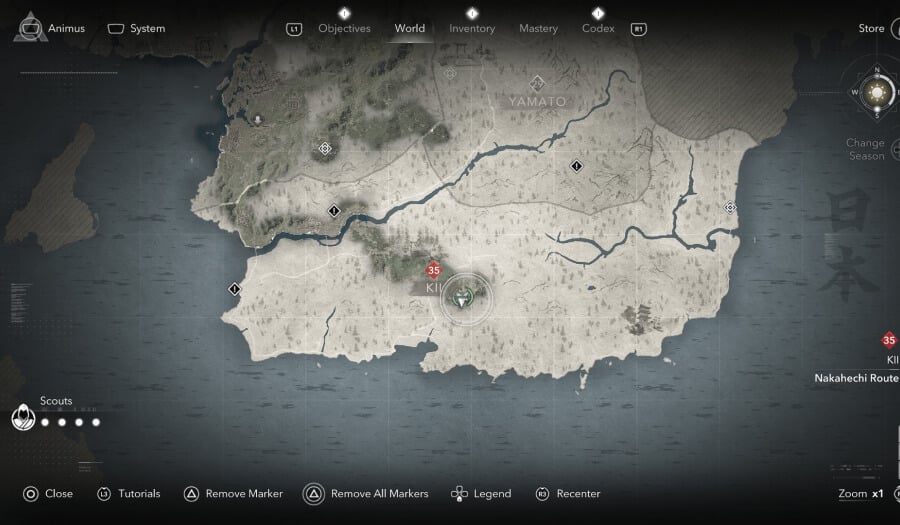 assassins creed shadow legendary sumi e silver fox map