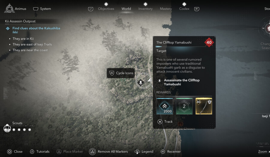assassins creed shadows clifftop yamabushi location