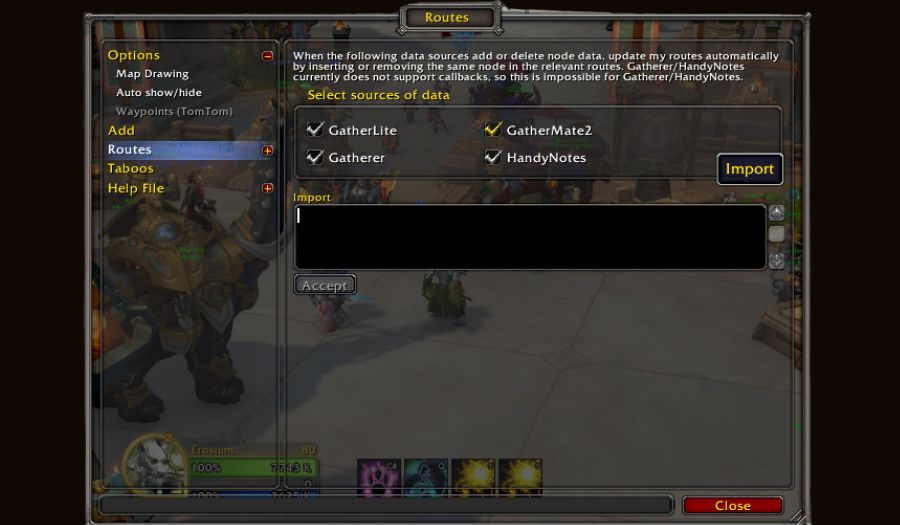 WoW Routes: how to import a route