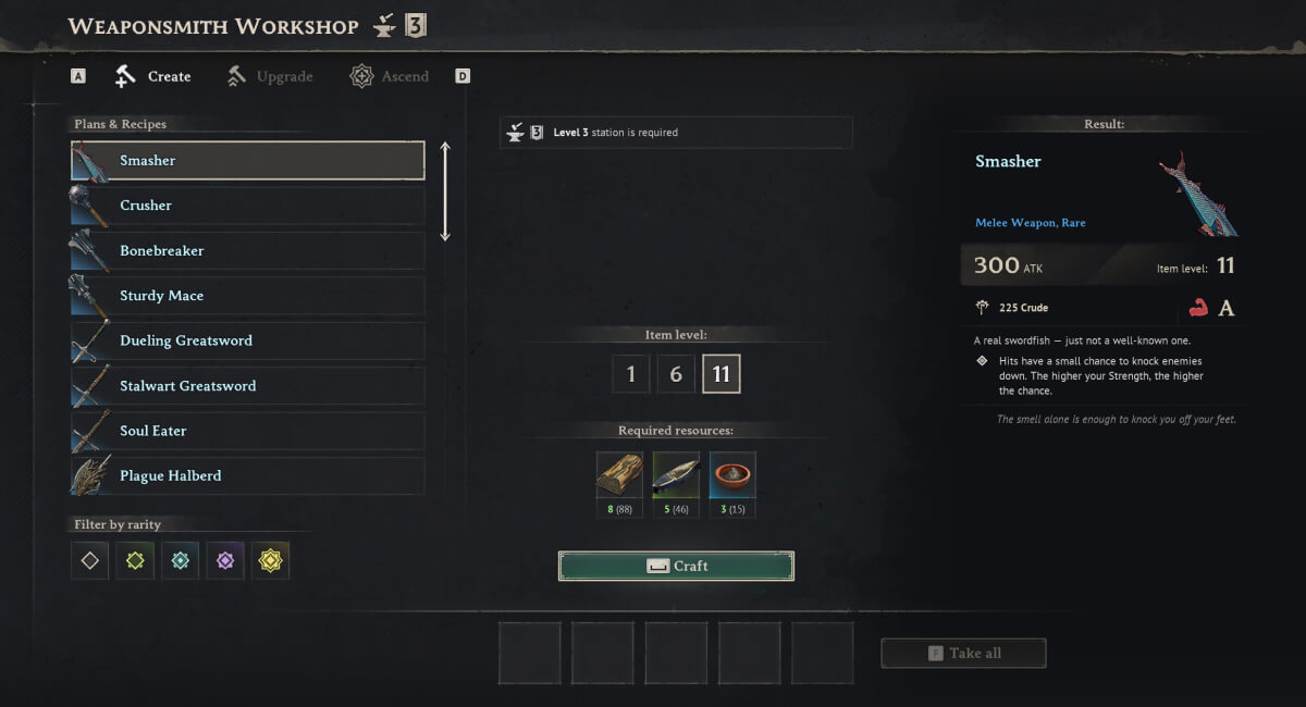 windrose how to get smasher secret weapon crafting