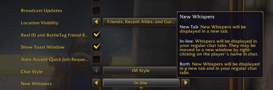 Whisper Options WoW Forever