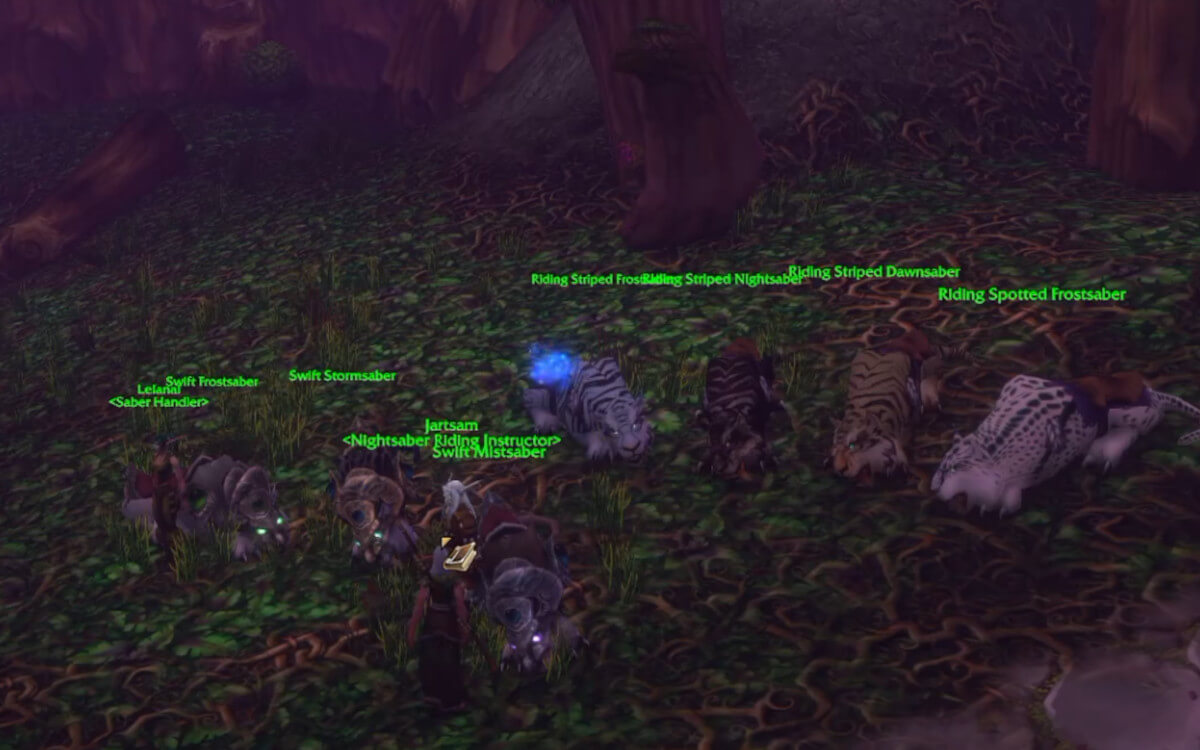 Night Elf mount vendors in Darnassus ingame