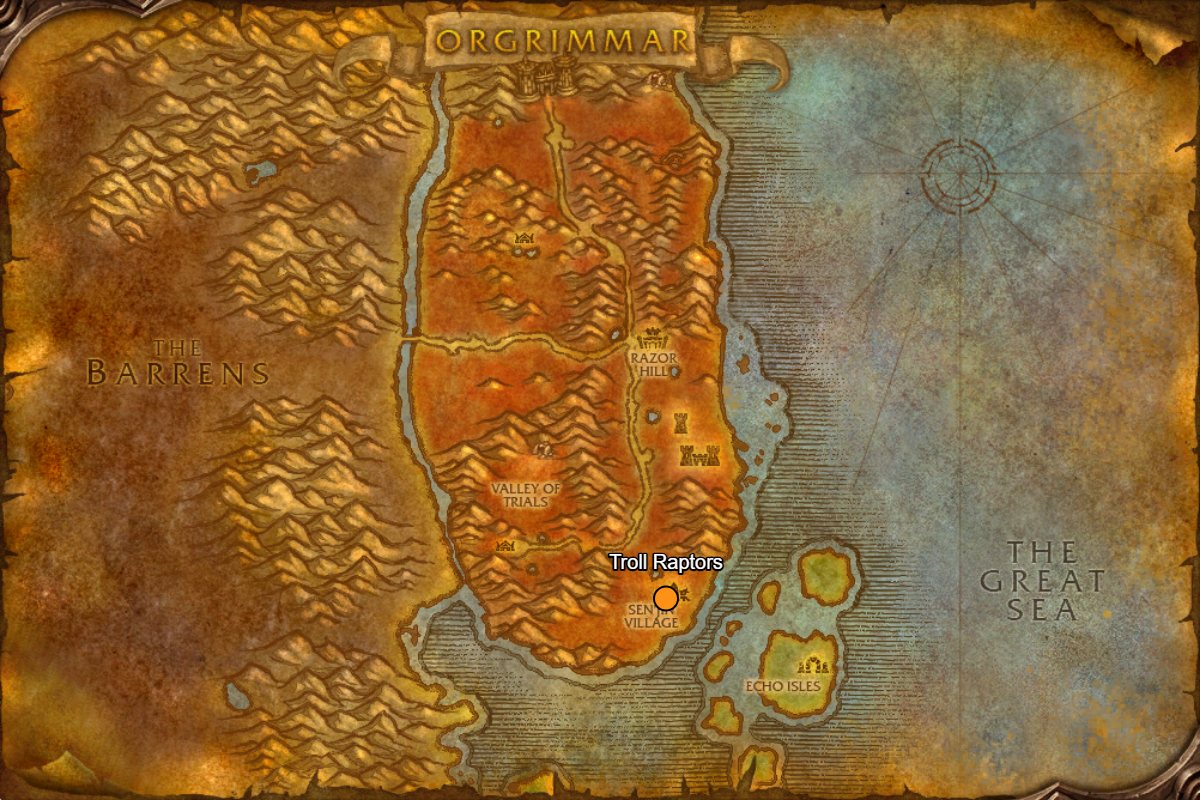 Troll mount vendors Durotar map
