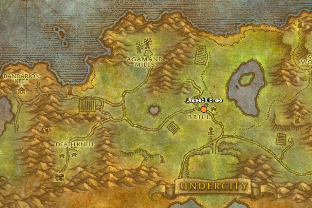 Undead mount vendors Tirisfal Glades map